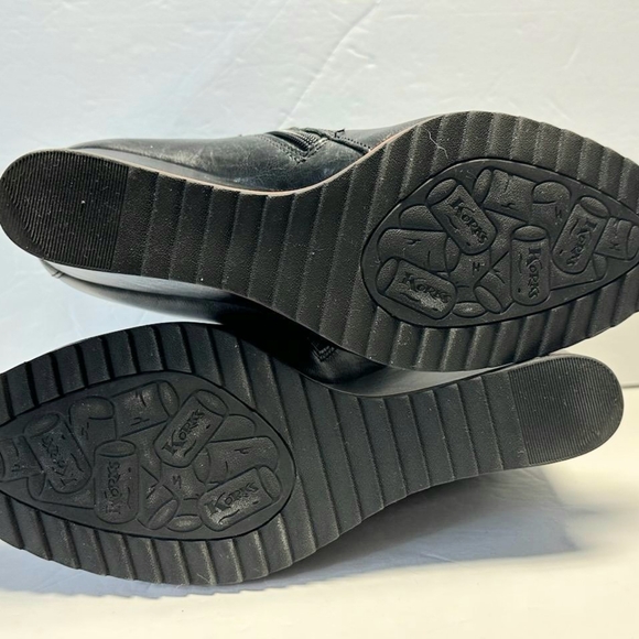 Korks Black Leather 3" Wedge Heel Ankle Booties Size 10 Suede Buckle Zip Close - Picture 9 of 9